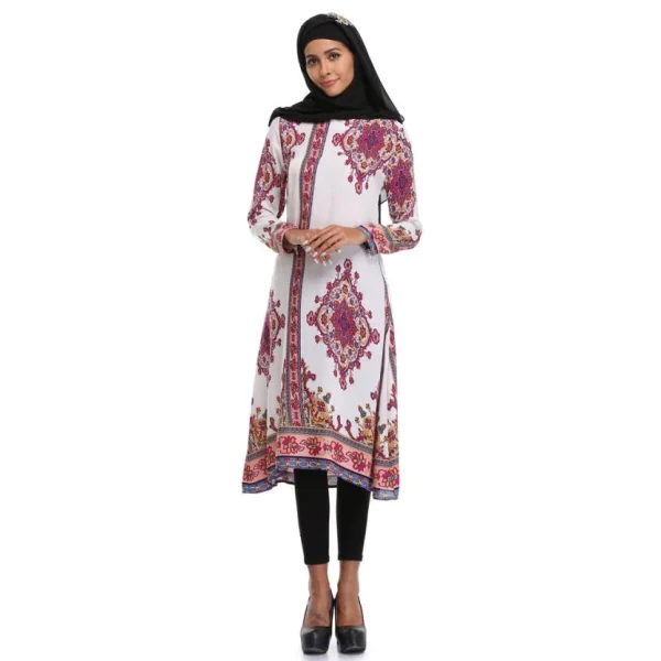 Printing Long sleeves Plus Size Middle East Casua Dress