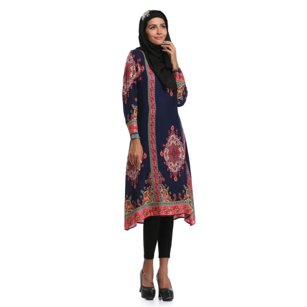 Printing Long sleeves Plus Size Middle East Casua Dress