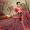 Purple And Red Embroidery Traditional Satin Silk Saree