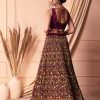 Purple Floral Print Embroidered Lehenga Set With Blouse And Dupatta