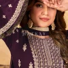 Purple Georgette Embroidery Traditional Palazzo Suit