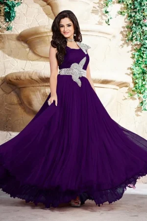 Purple Georgette Prom Dresses Gown