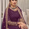 Purple Multi Embroidered Traditional Palazzo Suit
