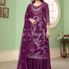 Purple Multi Embroidery Georgette Palazzo Suit