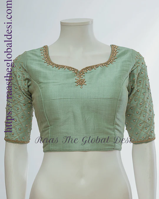 SILK BLOUSE WITH EMBROIDERY ON SLEEVES