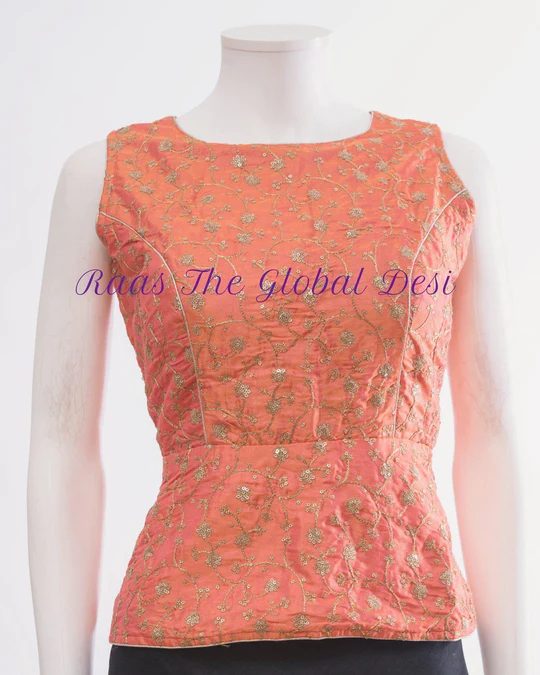 SILK PEPLUM BLOUSE WITH EMBROIDERY