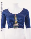 Designer Silk Blouse with Gota Patti Work: Elevate your style with this designer silk blouse featuring intricate gota patti work. Note on Color: Please keep in mind that the color may appear slightly different due to digital photography.