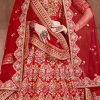 Red Embroidered A Line Lehenga Wedding Wear