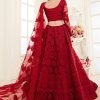 Red Net A Line Lehenga Wedding Wear