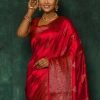 Red Pure Silk Zari Work Saree Wedding Wear