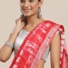 Red Tie Dye Printed Saree In Cotton 1