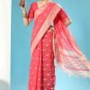 Red Woven Saree With Blouse