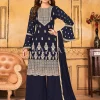 Royal Blue Georgette Embroidery Traditional Palazzo Suit