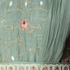 Sage Green Zari And Floral Thread Embroidered Drape Kurta Set With Belt