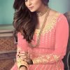 Salmon Pink Georgette Embroidered Anarkali Suit 1