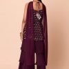 Sangria Purple Layered Sharara Set With Sequin Embroidered Short Kurta And Dupatta