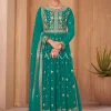 Sea Green Georgette Embroidered Wedding Palazzo Suit