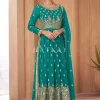 Sea Green Georgette Embroidered Wedding Palazzo Suit