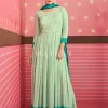 Sea Green Georgette Sequence Embroidered Wedding Palazzo Suit
