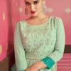Sea Green Georgette Sequence Embroidered Wedding Palazzo Suit