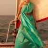 Sea Green Two Tone Zari Weaved Satin Silk Saree