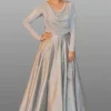 Silver Silk Anarkali Gown