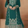Sky Blue Georgette Embroidered N Stones Sharara suit Party Wear