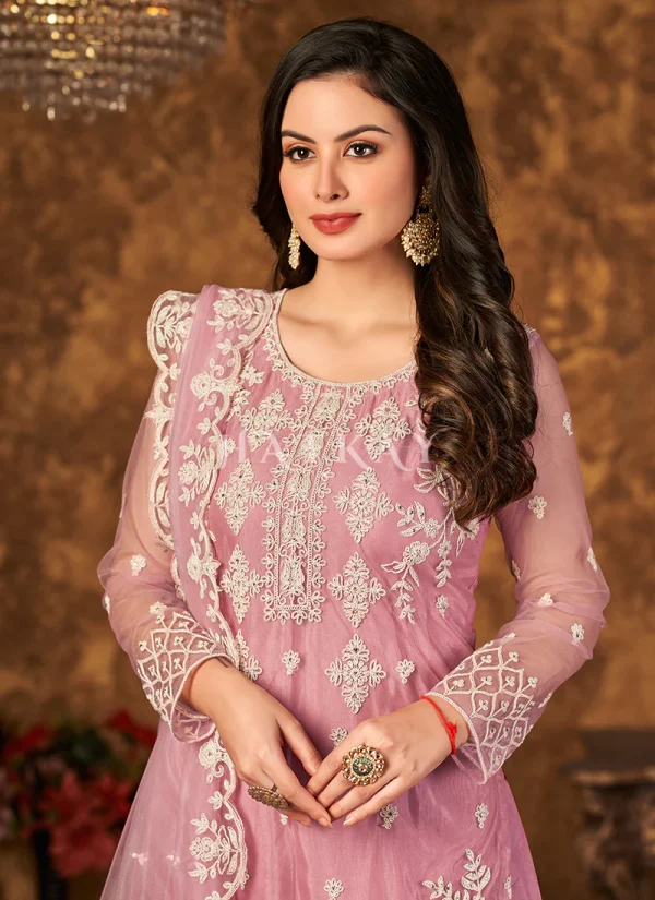 Soft Pink Embroidered Pakistani Palazzo Suit