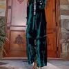 Eid Exclusive Teal Green Georgette Floor Length Trouser Suit 1