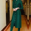 Taffeta Silk Cigarette Pant Suit In Teal Green Colour For Eid