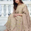 Taupe Beige Traditional Multi Embroidered Palazzo Suit