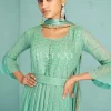 Teal Blue Embroidery Traditional Palazzo Suit