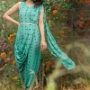 Teal Floral Boota Jumpsuit with Attached Dupatta