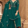 Teal Green Georgette Embroidered Eid Special Palazzo Suit 1