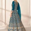 Turquoise Embroidered Jacket Style Anarkali Suit