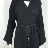 Two Tune Black with double Belt Open Abaya