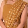 Yellow Dabu Print Pre-Stitched Saree with Attached Blouse