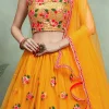 Yellow Embroidered A Line Lehenga Party Wear