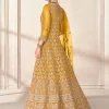 Yellow Embroidered Jacket Style Anarkali Suit