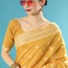 Yellow Festive Cotton Saree In Woven 2