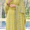 Yellow Georgette Embroidered Straight Pant Suit Party Wear