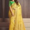 Yellow Woven Cotton Silk Saree & Blouse 1
