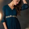 Zari Embroidered Georgette Prussian Blue Eid Anarkali Suit 1