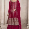 Zari Embroidered Georgette Rani Pink Sharara Suit 1